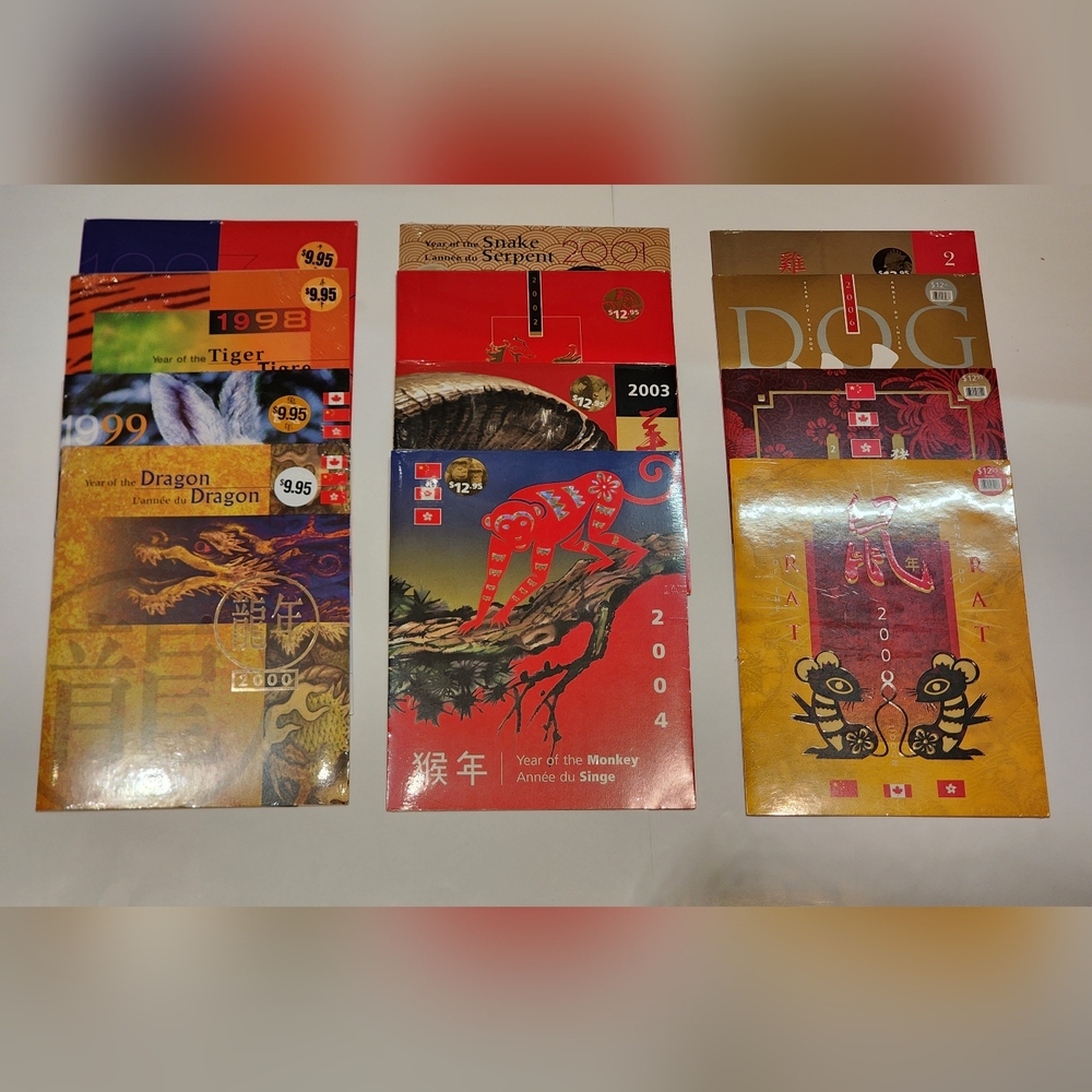 Lunar New Year Stamp Collection Canada, China, Hong Kong
